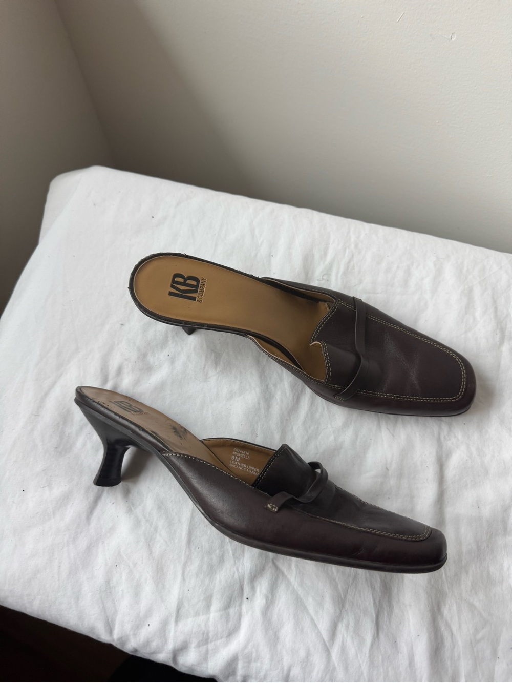 KB & Company Michelle Brown Leather Loafer Mules Size 9